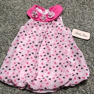 Little Lass Girls 18 Month‎ Fancy Jumper PINK CHIFFON pink heart SNAP CROTCH